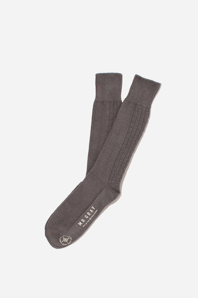 Custom Aran Knit Pattern Sock | Dark Gray | Mr. Gray