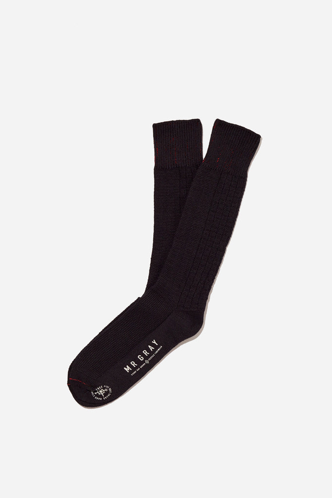 Custom Aran Knit Pattern Sock | Black | Mr. Gray