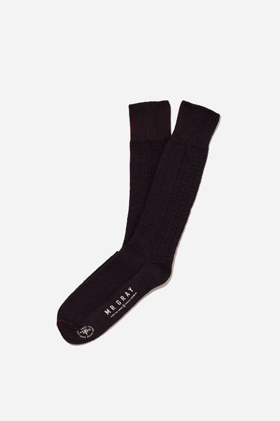 Custom Aran Knit Pattern Sock | Black