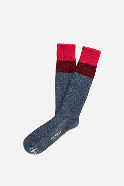 Melange Cable Knit Sock | Pink / Red